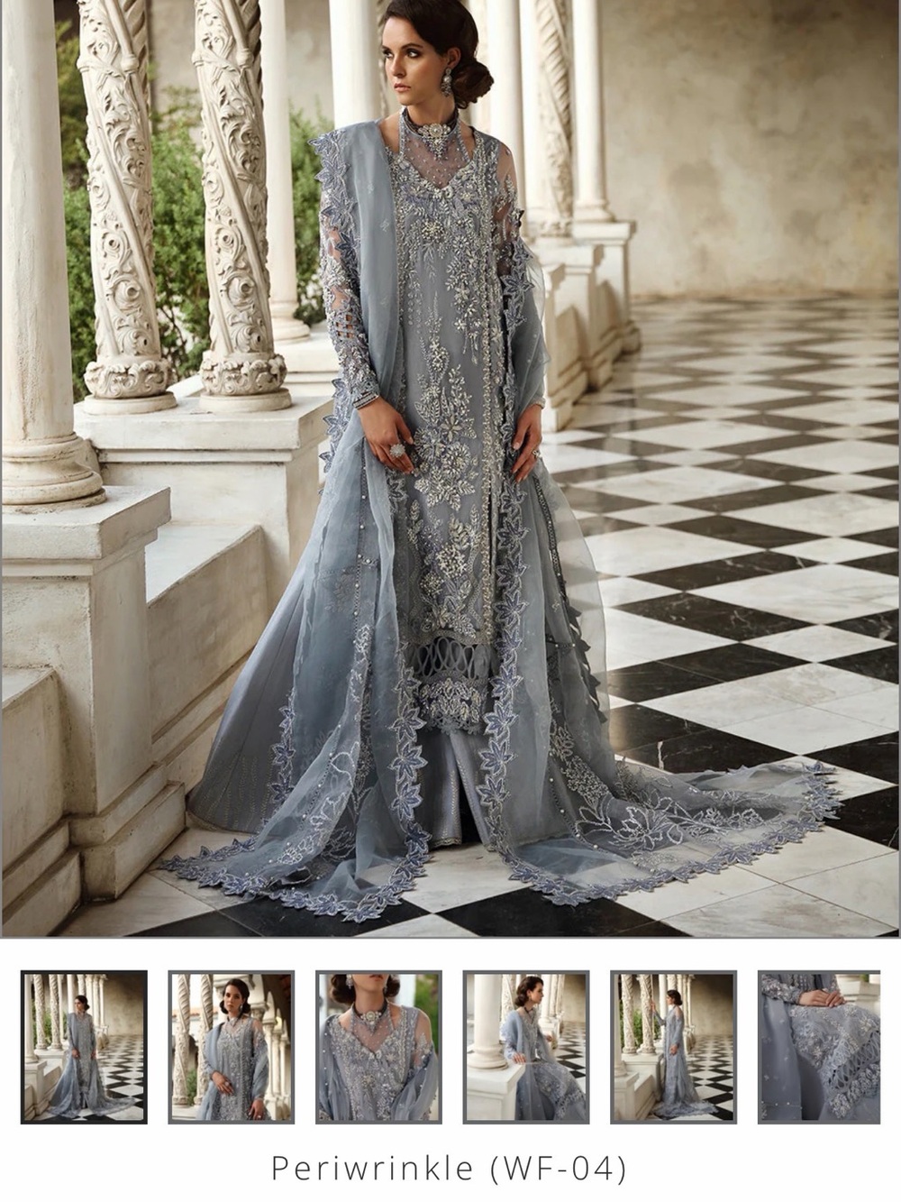 Periwinkle Embroidered Formal Dress - Periwrinkle (WF-04)